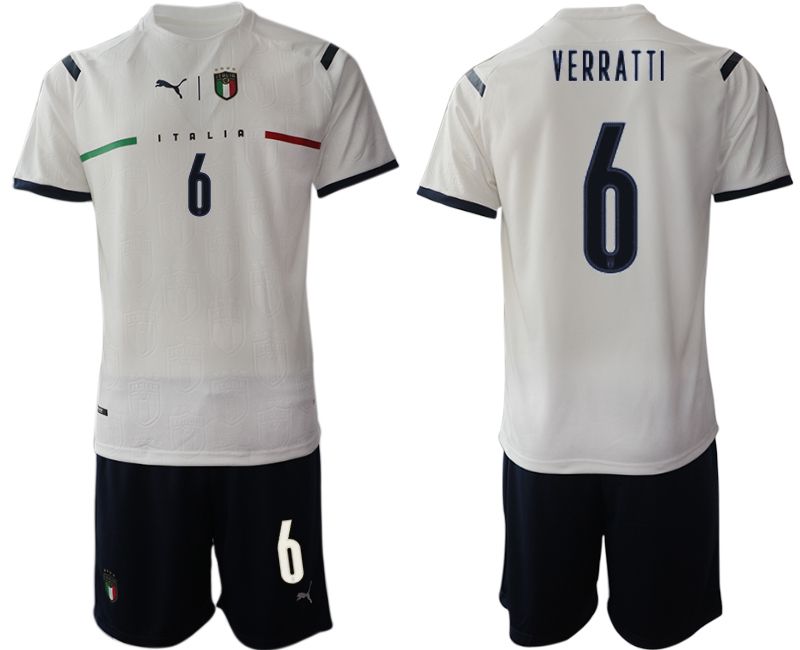Men 2020-2021 European Cup Italy away white #6 Soccer Jersey->italy jersey->Soccer Country Jersey